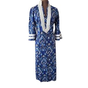 NWT Sail to Sable STS Bell Sleeve Caftan in Navy Ikat Size Large